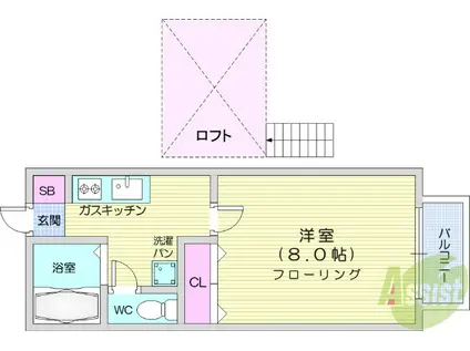 ユーハイツ小松島(1K/1階)の間取り写真