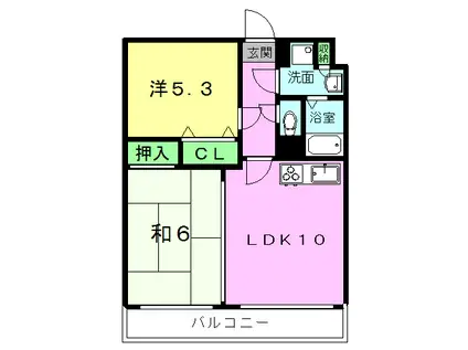 マンショングランドール(2LDK/3階)の間取り写真