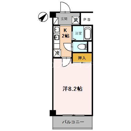 第2コーポ朝倉(1K/2階)の間取り写真