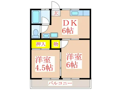 コーポ野間(2DK/2階)の間取り写真