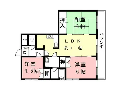 ナガラアンクレー(3LDK/4階)の間取り写真