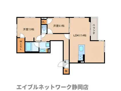 グランフィオーレ・安東(2LDK/3階)の間取り写真