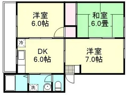 高越マンション(3DK/1階)の間取り写真