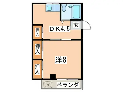手島コーポ(1DK/3階)の間取り写真