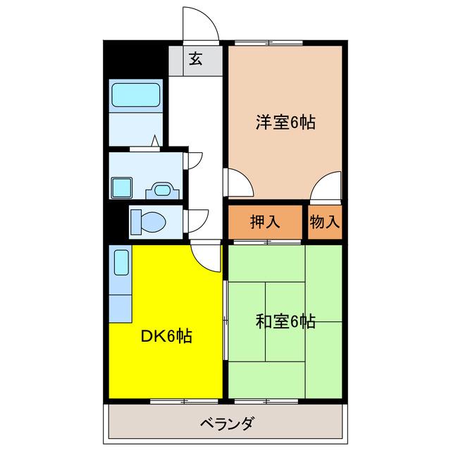サンフラワー正木II(2DK/2階)の間取り写真