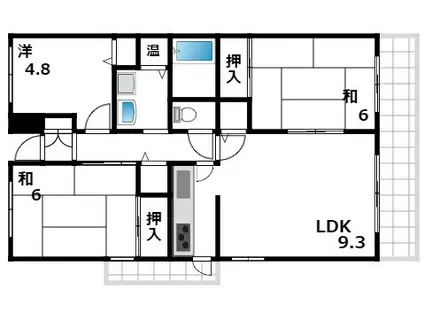 日興甲南スカイマンション(3LDK/4階)の間取り写真