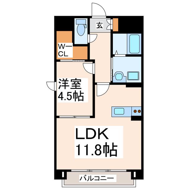 O-HEドリュー熊本駅前(1LDK/7階)の間取り写真