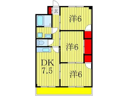 第二パークマンション西原(3DK/2階)の間取り写真