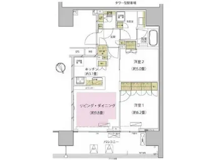 ザ・パークハウス渋谷美竹(2LDK/4階)の間取り写真
