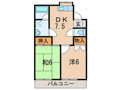 クリークサイドC棟(2DK/1階)の間取り写真