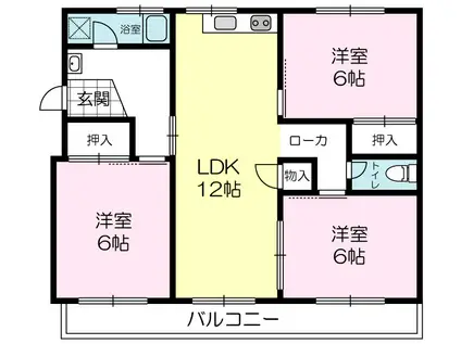 アーバン加古川B棟(3LDK/2階)の間取り写真