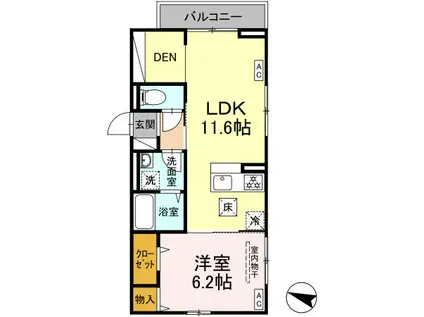 D-ROOM篠崎町(1LDK/1階)の間取り写真