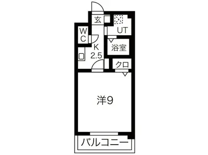 アビタシオン八事(1K/2階)の間取り写真