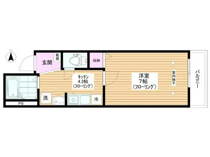 東武東上線 東武練馬駅 徒歩8分 3階建 築21年(1K/2階)の間取り写真