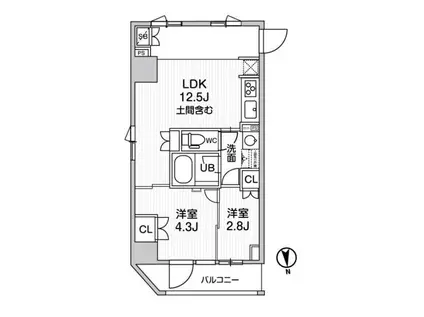 NIDO SHIN-OKACHIMACHI(2LDK/7階)の間取り写真