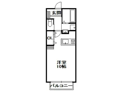 ボヌール三田(1K/1階)の間取り写真