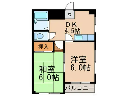都営三田線 志村三丁目駅 徒歩12分 3階建 築39年(2DK/2階)の間取り写真