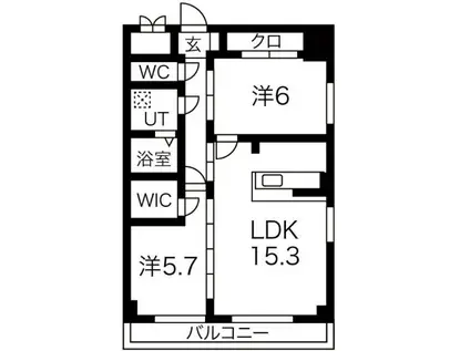 GRANDUKE丸田町(2LDK/2階)の間取り写真