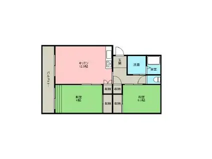 ガーデンハイツ浜松南(2LDK/2階)の間取り写真