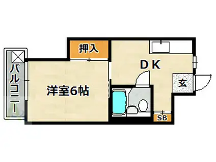 森本グラスビル(1DK/4階)の間取り写真