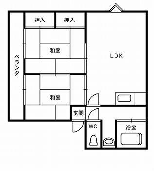 ハイツ秋篠(2LDK/1階)の間取り写真