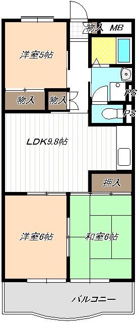 メゾン二村III(3DK/2階)の間取り写真
