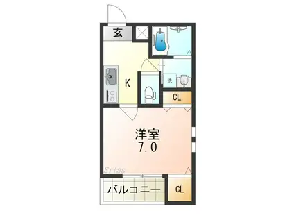 フジパレス天王寺東II番館(1K/2階)の間取り写真