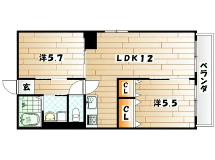 ビューテラス清田Ⅱ(2LDK/1階)の間取り写真