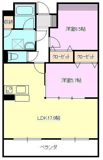 モデスト(2LDK/3階)の間取り写真