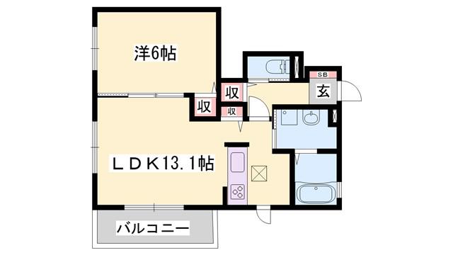 シャーメゾンカルテット(1LDK/1階)の間取り写真