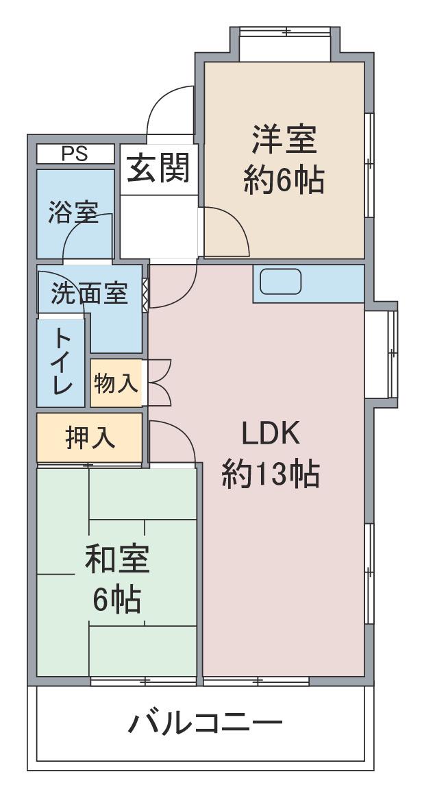 児玉ビル(2LDK/2階)の間取り写真