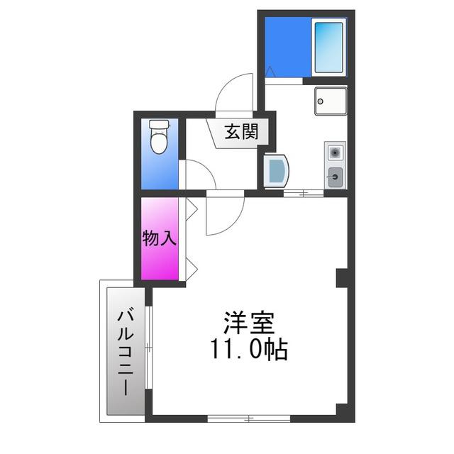 ドミール喜連(1K/8階)の間取り写真
