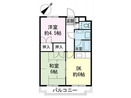 山之井プラザ(2DK/2階)の間取り写真