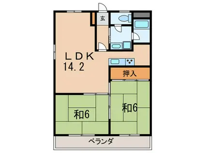 勝田ハイツ(2LDK/1階)の間取り写真