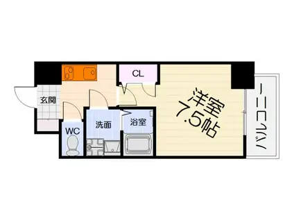 S-RESIDENCE堺浜寺BROAD(1K/4階)の間取り写真