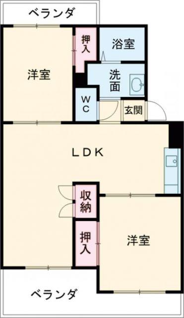 中央信託ハイツ A棟(2LDK/3階)の間取り写真