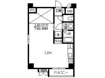 カナン中央町B棟(ワンルーム/8階)の間取り写真