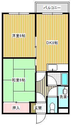 メゾンドール明星(2LDK/1階)の間取り写真