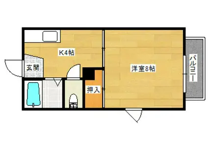 クレアトール高屋C棟(1K/1階)の間取り写真