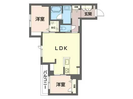 WITH PLUS 青葉台(2LDK/2階)の間取り写真