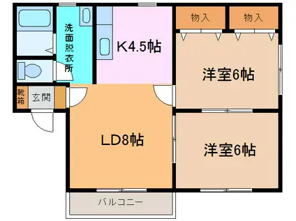 プリオール中田(2LDK/2階)の間取り写真