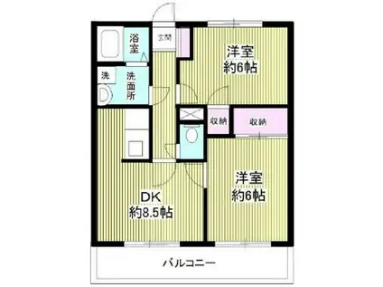 ハイツプレントリー(2LK/2階)の間取り写真