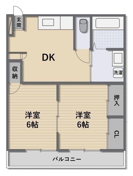 メゾンプラネット(2DK/2階)の間取り写真