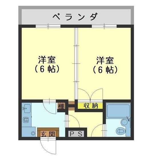 コーポ栗山(2K/2階)の間取り写真