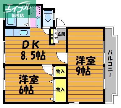 シティハイツ(2DK/2階)の間取り写真