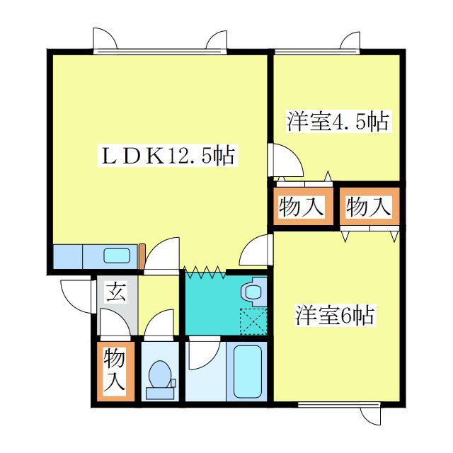 フラワーコーポII(2LDK/3階)の間取り写真