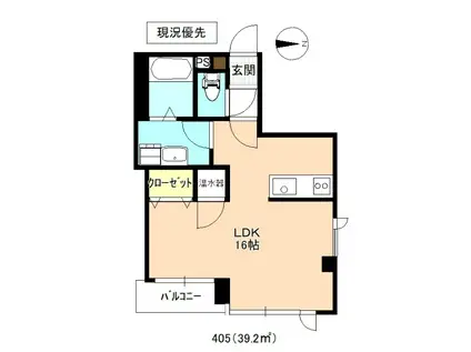 CIEL BLEU(ワンルーム/4階)の間取り写真