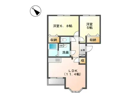 アリスタウン(2LDK/2階)の間取り写真