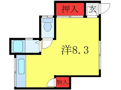 永石ハウス(ワンルーム/1階)の間取り写真