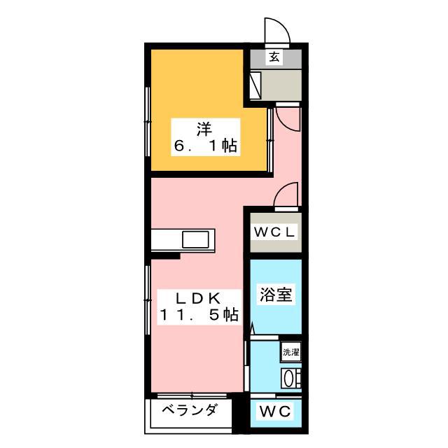 RISE曲松(1LDK/1階)の間取り写真